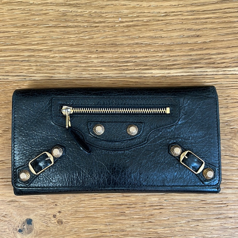 Balenciaga giant money flap leather wallet
